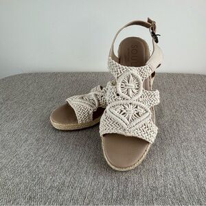 Soul Naturalizer Oasis Espadrille Wedge Macrame Sandals Womens 10 Cream Crochet